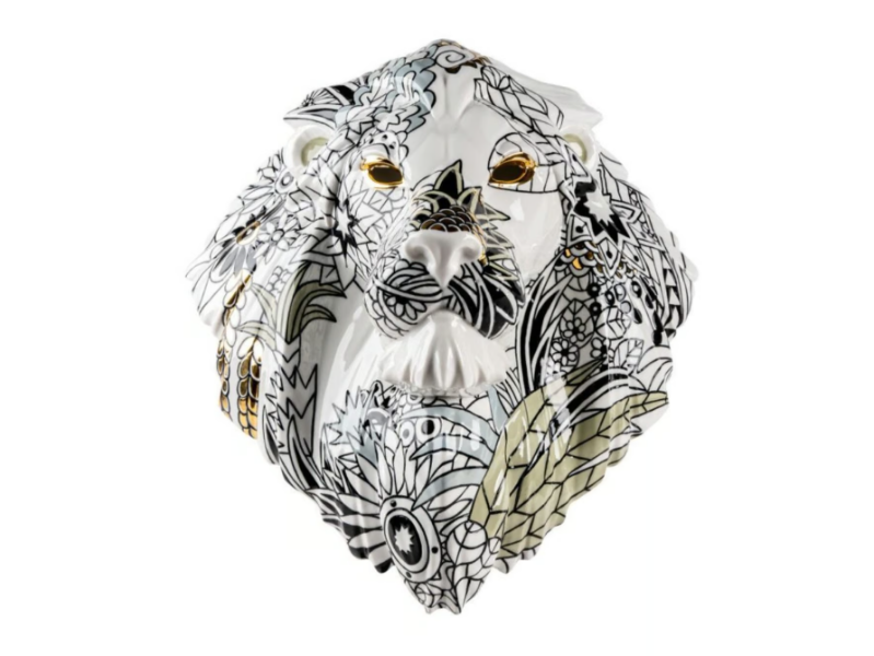 LION MASK / WILD NATURE - Porcelain decorative object by Lladró