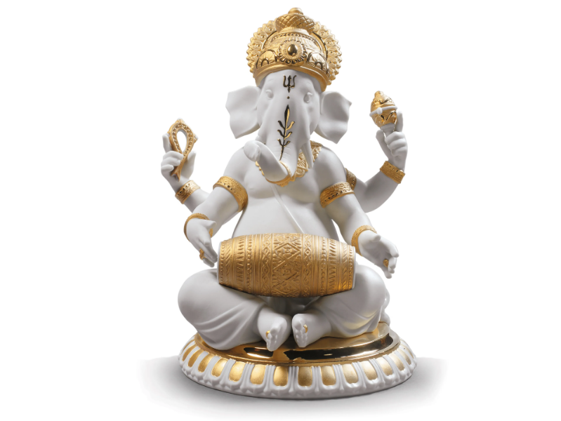 MRIDANGAM GANESHA GOLDEN - Porcelain decorative object by Lladró