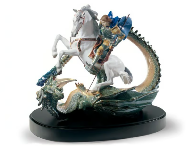 SAINT GEORGE AND THE DRAGON - Porcelain decorative object by Lladró
