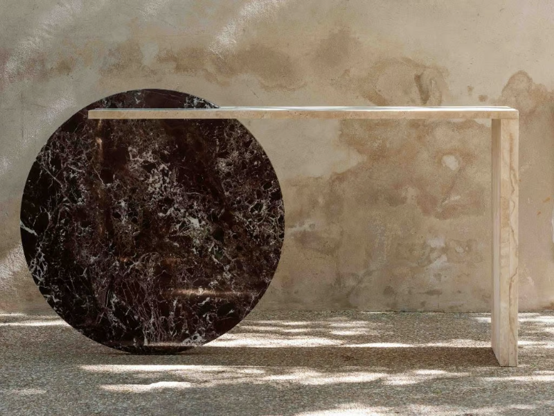 GOL001 - Travertine console table by LO Contemporary