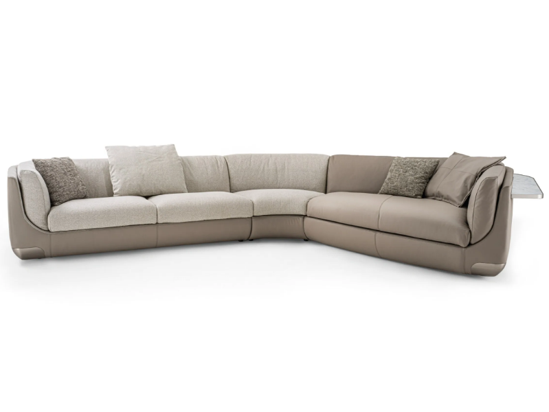 BRAVERY - Corner leather and fabric sofa by Longhi