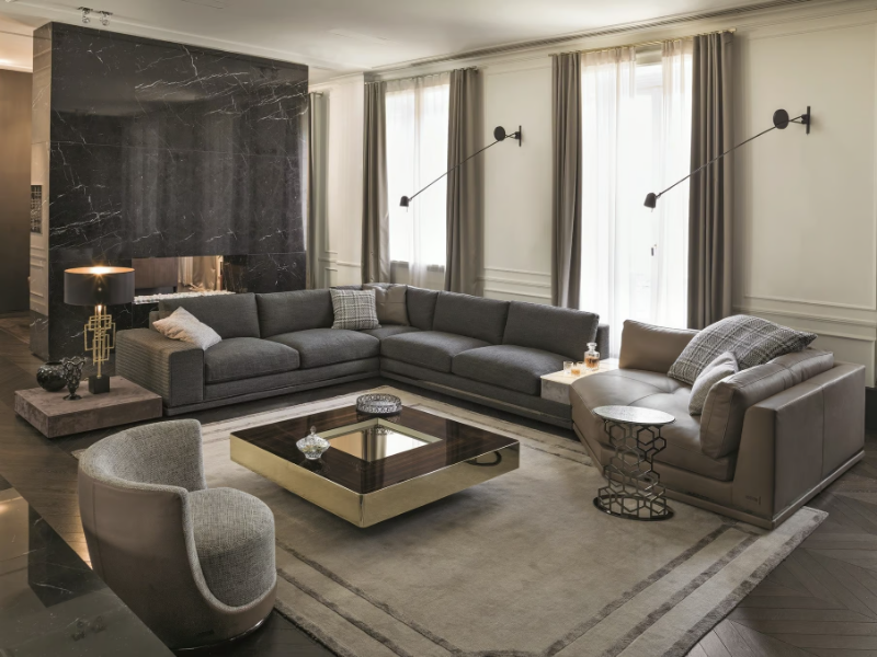 COHEN - Corner sectional leather sofa by Longhi