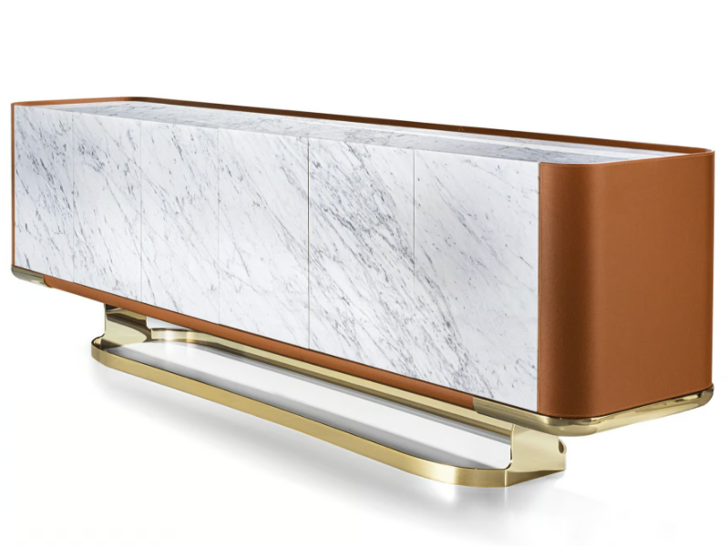 CONCORD - Double-sided marble and leather sideboard by Longhi