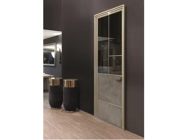 LAND - Hinged leather and glass door by Longhi