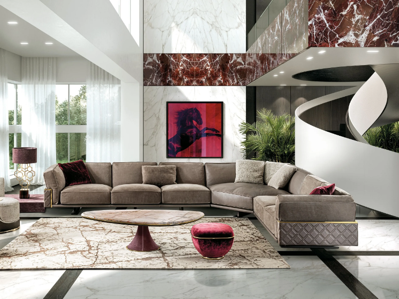 RITUAL - Corner leather sofa by Longhi