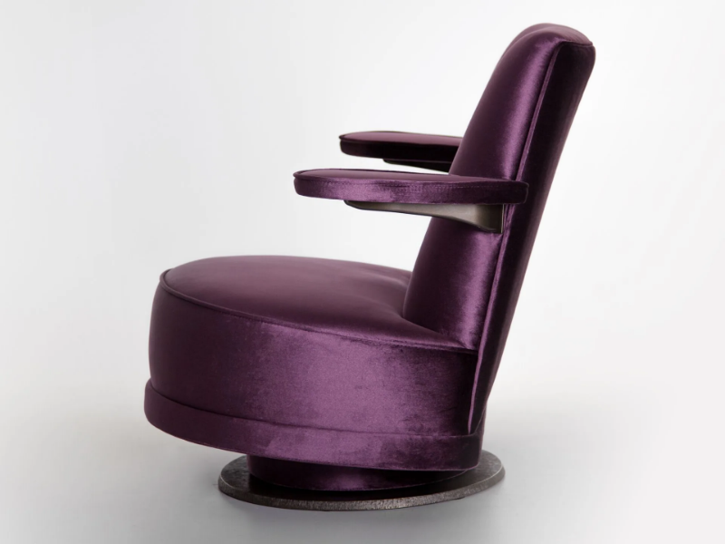 GIADA - Swivel fabric armchair with armrests by Lorenzo Tondelli