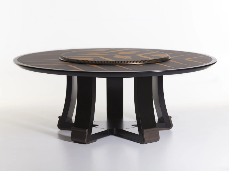 HORACIO - Round wooden table with Lazy Susan by Lorenzo Tondelli