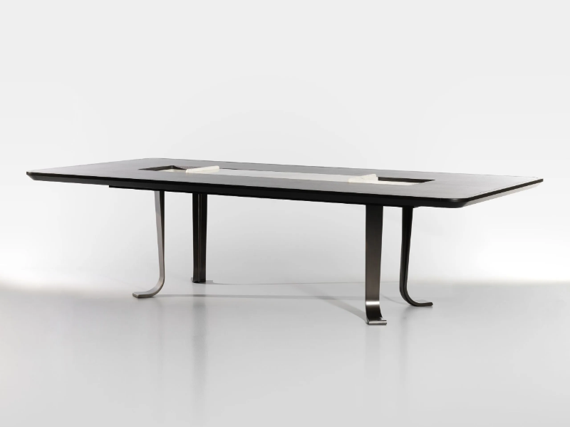 MANTA - Rectangular wooden table with Lazy Susan by Lorenzo Tondelli