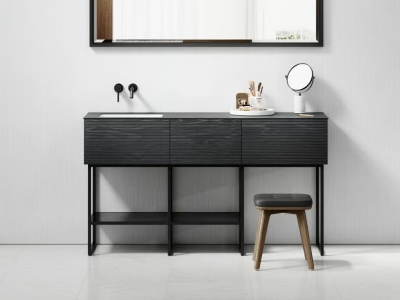 AUDEMAR - Floor-standing wooden vanity unit with mirror by LUSSO