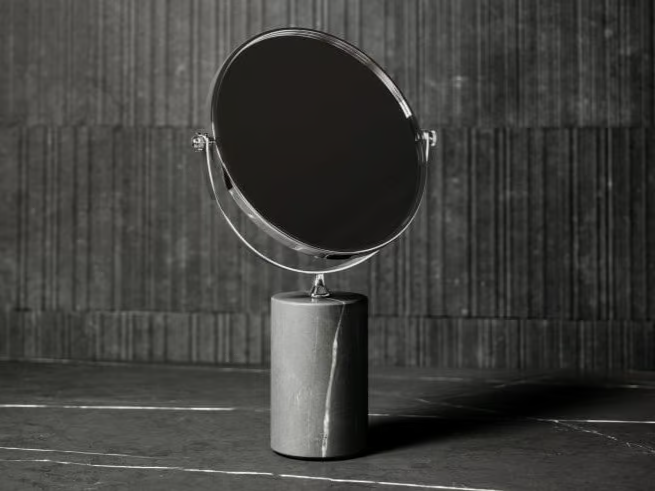 ELERA - Double-sided round Pietra Grey marble mirror by LUSSO