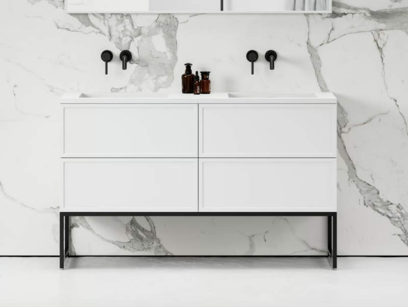PIANA - Floor-standing double wooden vanity unit with drawers by LUSSO