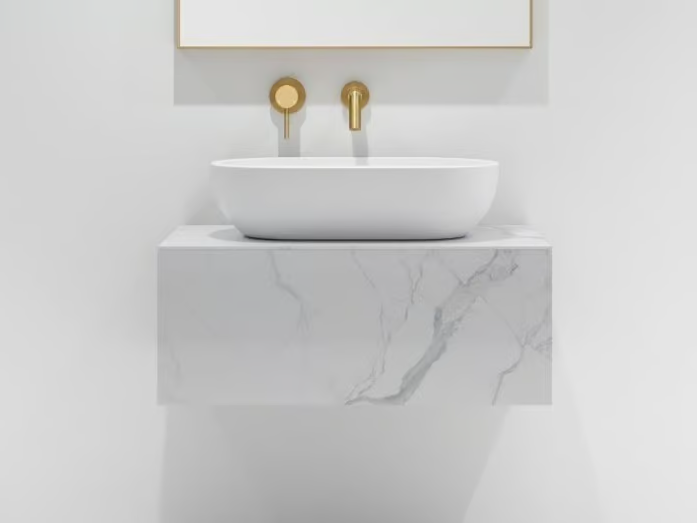 SALVATOR - Wall-mounted porcelain stoneware vanity unit with drawers by LUSSO