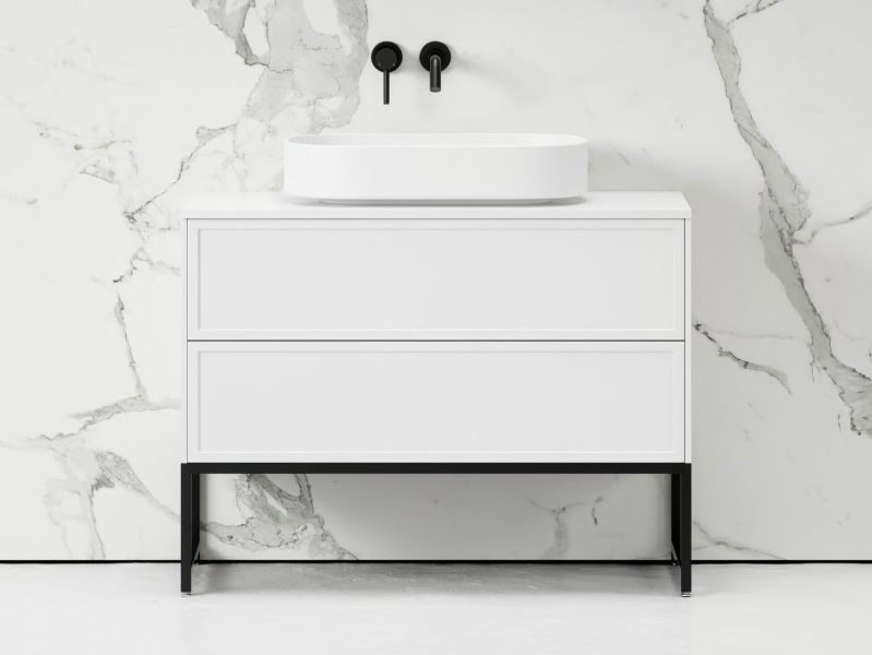 VANITA - Floor-standing single wooden vanity unit with drawers by LUSSO