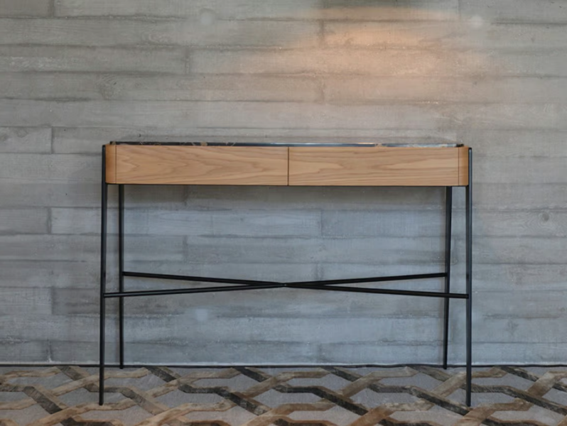 BOUVET PORTORO - Rectangular console in wood and marble with drawers by Maami Home