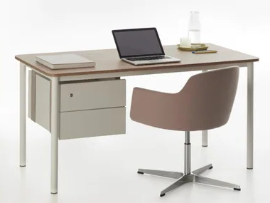 EASY - Rectangular wooden workstation desk with drawers by Manerba