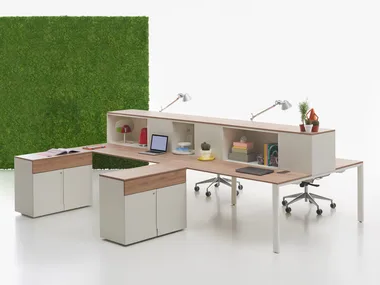 YOU-ECO - Multiple office desk with shelves by Manerba