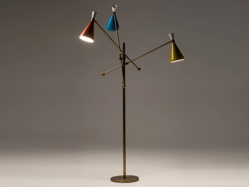 FLIPPER - Brass and aluminium floor lamp by Mantellassi 1926