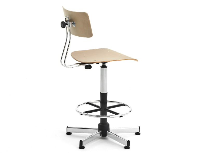 WORK - Swivel beech office stool with back by Mara