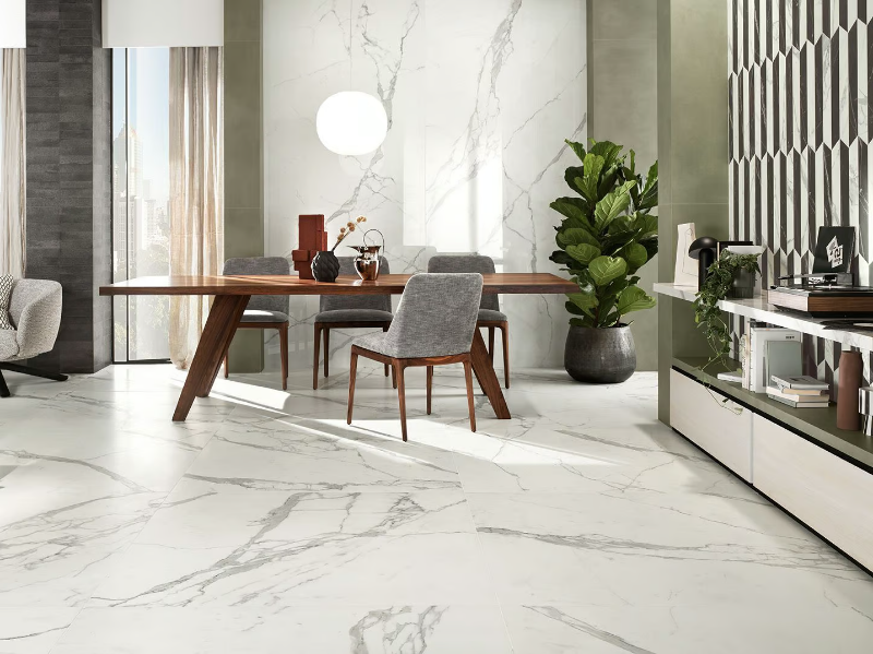 SCULTOREA STATUARIO VENA ARGENTO - Porcelain stoneware wall/floor tiles with marble effect by Marca Corona