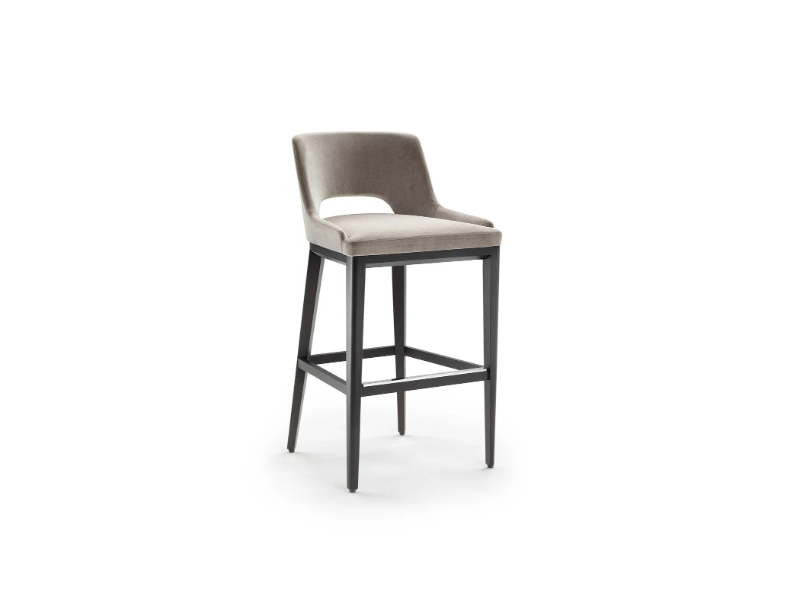 GRACE - Contemporary style fabric barstool with footrest with back by Marelli