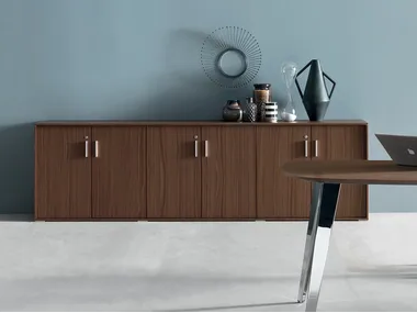 GALAXY BATTENTE - Wooden office storage unit with hinged doors by Martex