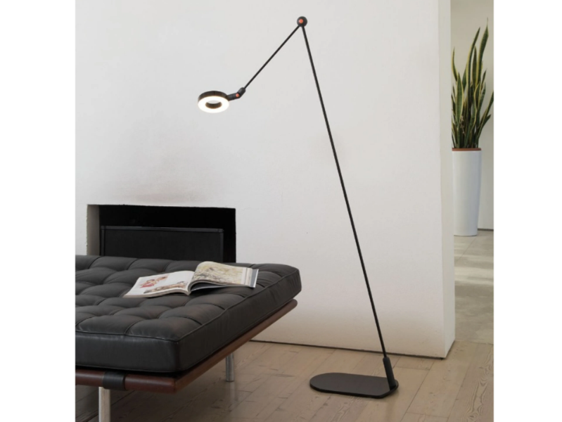 L'AMICA - LED aluminium floor lamp with swing arm by Martinelli Luce