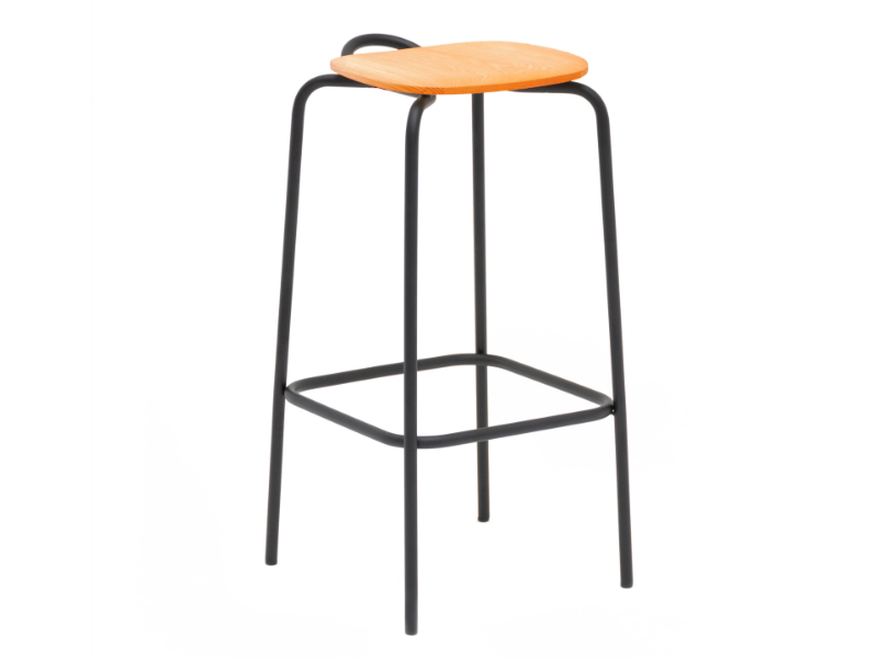 MC16 FORCINA - High stainless steel and wood garden stool with footrest by Mattiazzi
