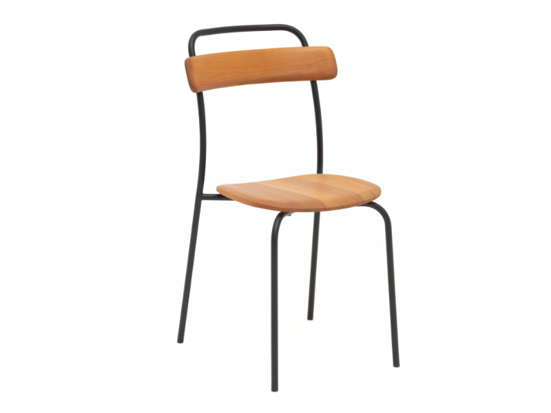 MC16 FORCINA - Open back stainless steel and wood garden chair by Mattiazzi