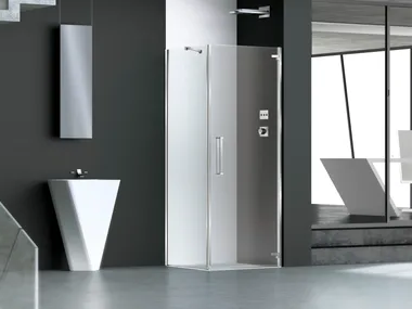 PRISMA 1.0 - Corner glass shower cabin with hinged door by MEGIUS