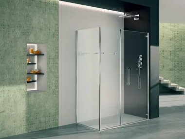 PRISMA 1.0 - Corner glass shower cabin with hinged door by MEGIUS