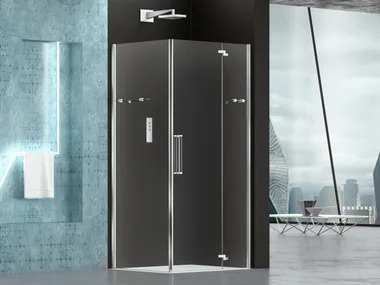 PRISMA 2.0 - Corner glass shower cabin with hinged door by MEGIUS