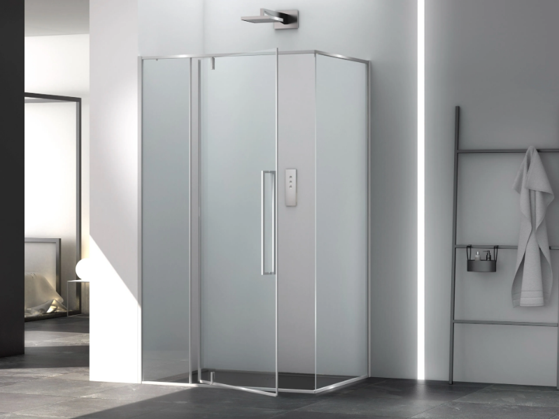 ZEN - Corner glass shower cabin with pivot door by MEGIUS