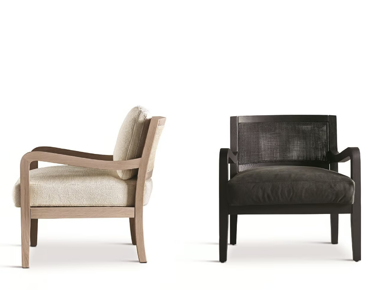 FORREST WOOD - Wooden armchair with armrests by Meridiani