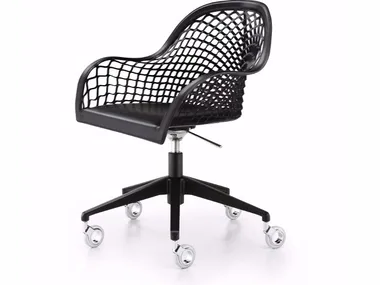 GUAPA DPB - Tanned leather office chair with castors with 5-Spoke base by Midj