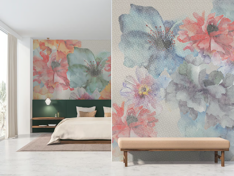 BOUQUET - Panoramic wallpaper with floral pattern by MILLE997