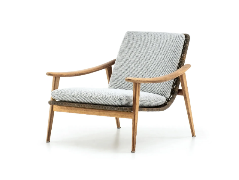 FYNN OUTDOOR - Outdoor armchair in teak with armrests by Minotti