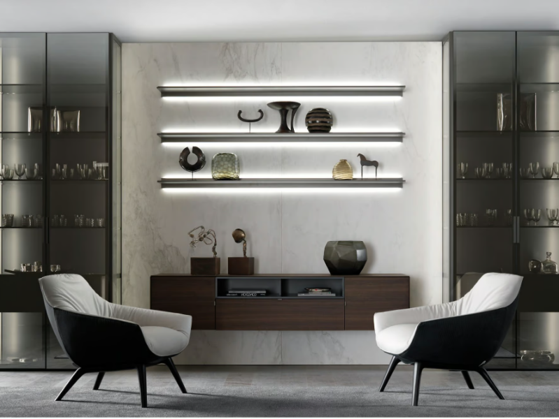 CROSSING - Sectional storage wall with integrated lighting by MisuraEmme
