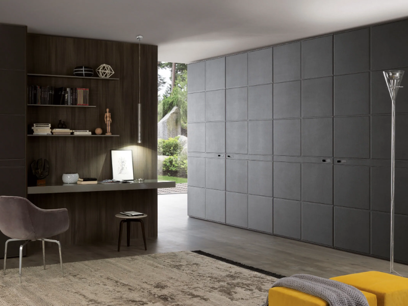 LONDON - Eco-leather wardrobe with coplanar doors by MisuraEmme