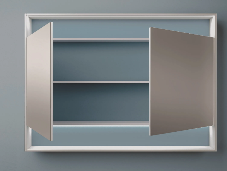 FOUNT - Rectangular wall-mounted mirror with cabinet by Mobilcrab