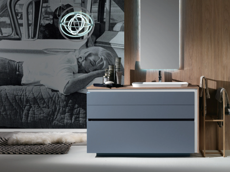 LINK 4 - Floor-standing HPL vanity unit with drawers by Mobilcrab