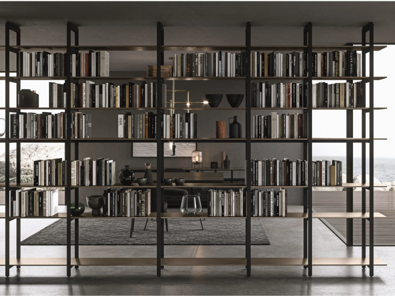 UNLIMITED - Open floor-ceiling mounted bookcase by MODULNOVA