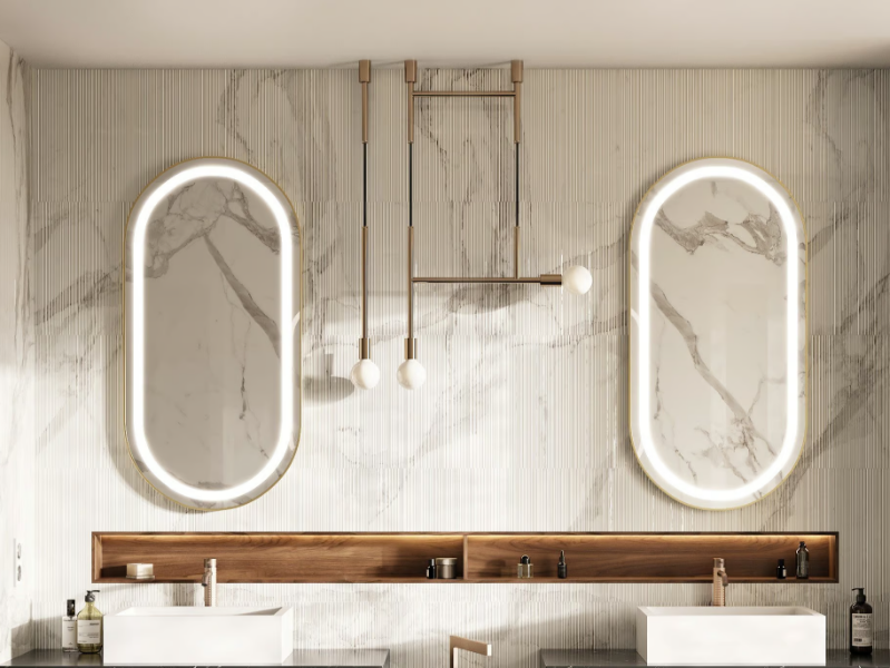 FORUM - Wall-mounted mirror with integrated lighting by MOMA Design