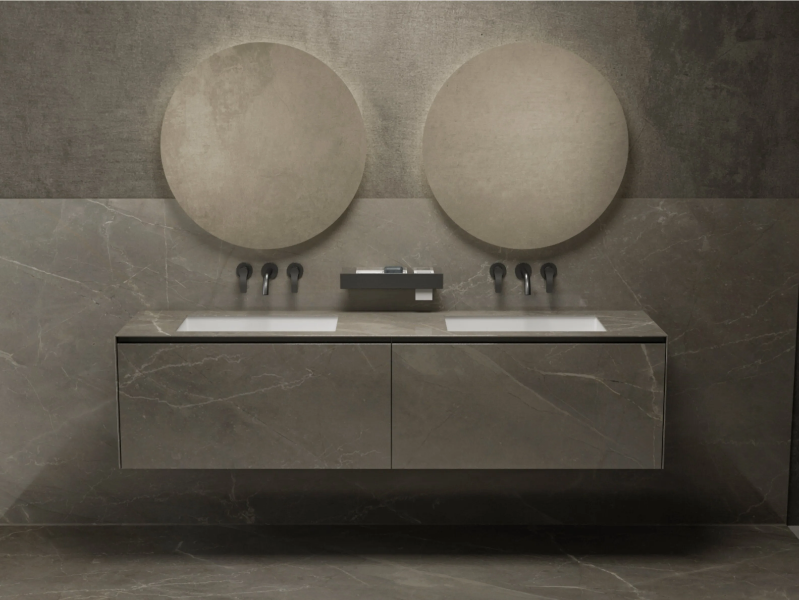 VICTORIA - Double wall-mounted porcelain stoneware vanity unit by MOMA Design