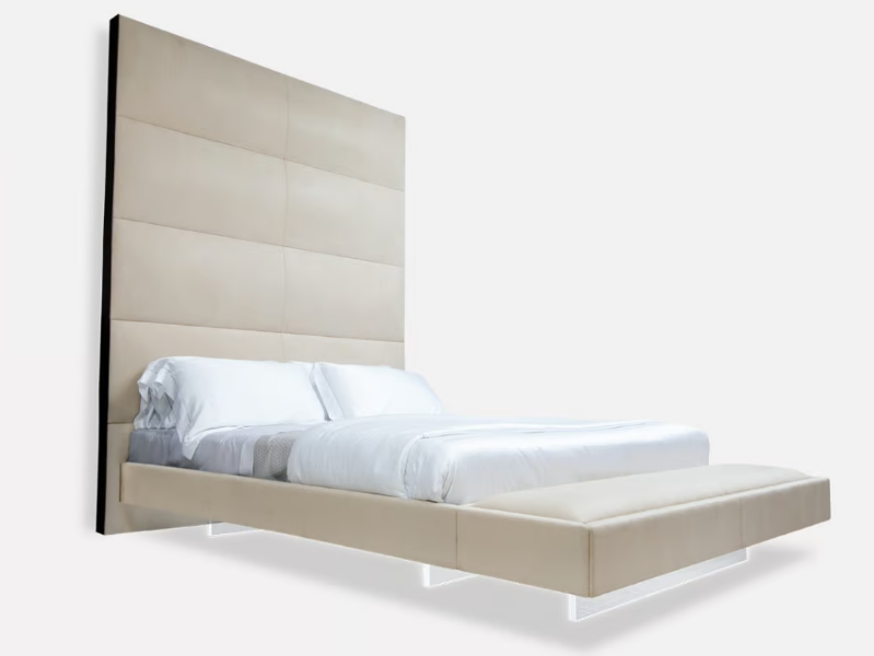 GRAN HEAVEN - Nabuk king size bed with high headboard by MORADA