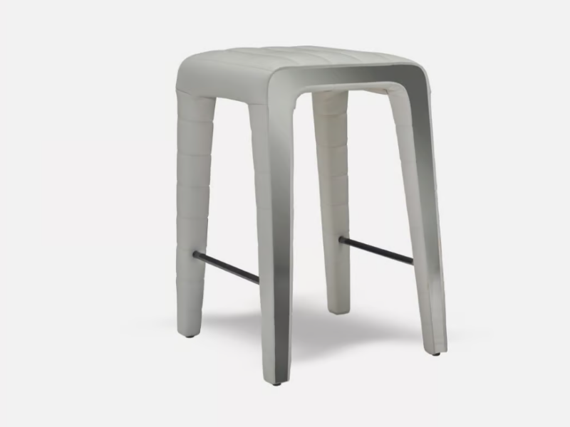 SALTO - Upholstered leather stool with footrest by MORADA