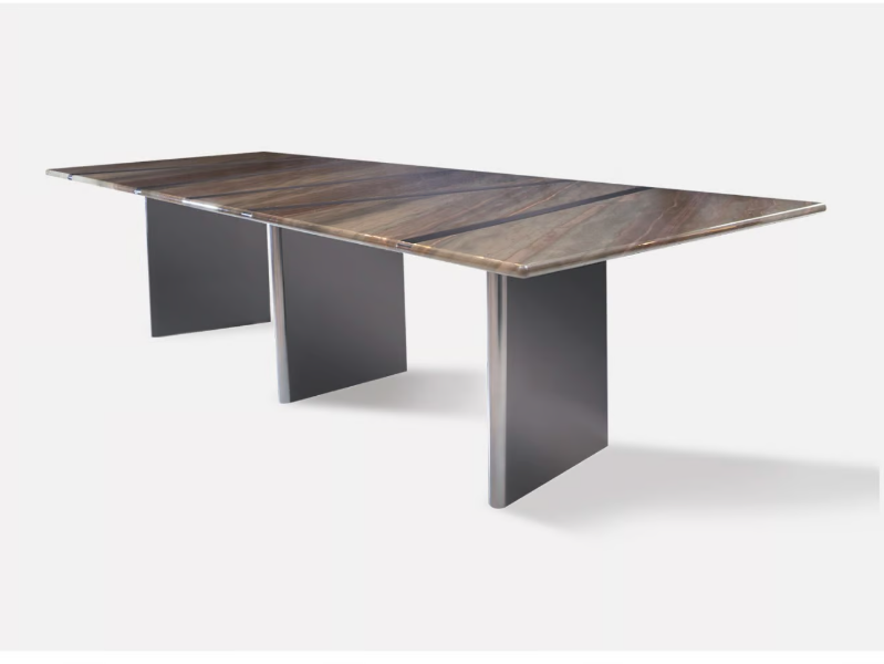 TRILOGY - Rectangular marble and metal dining table by MORADA