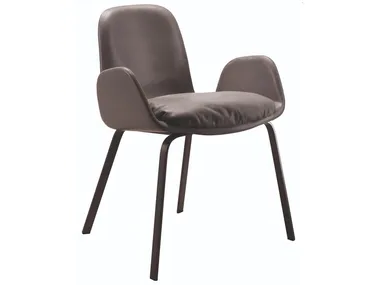 PEC - Upholstered leather chair with armrests by MORE