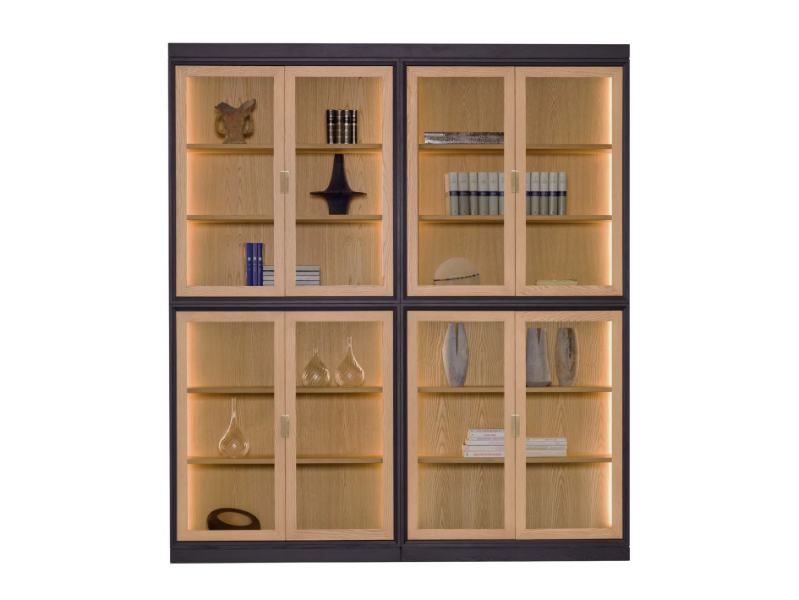 NOVECENTO - Wood and glass bookcase with built-in lights by Morelato