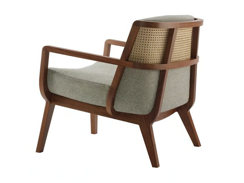 KAYA - Wooden armchair with woven cane backrest by Morgan
