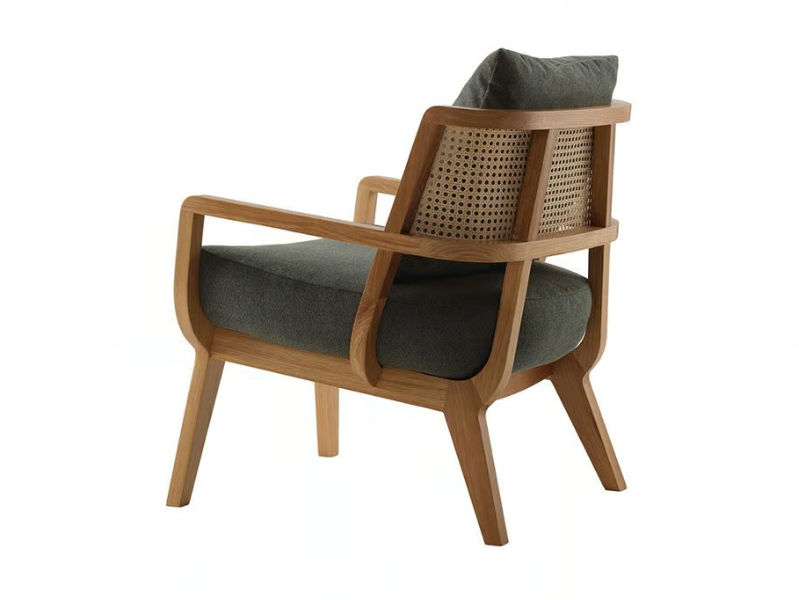 KAYA - Wooden easy chair with woven cane backrest by Morgan